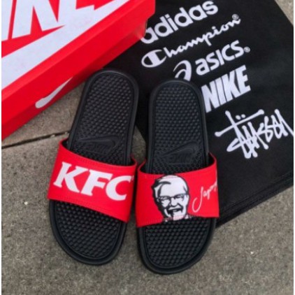 OBRAL MURAH..!! SANDAL PRIA WANITA Nik Benassi X KFC Red &amp; White Black