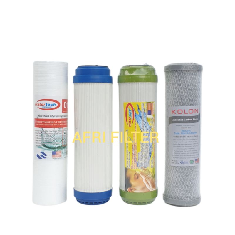 Paket Filter Air Tahap 4 Zat Berbesi&amp;Kapur Siap Pakai (Blue 10&quot; drat 3/4&quot; SPRC) EUGEN