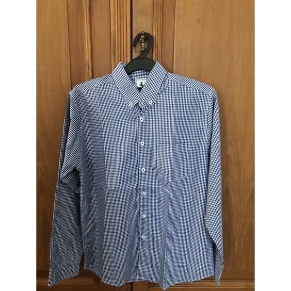 Kemeja shirt kotak kotak plaid hitam broken white putih thailand bangkok lengan panjang long sleeve 