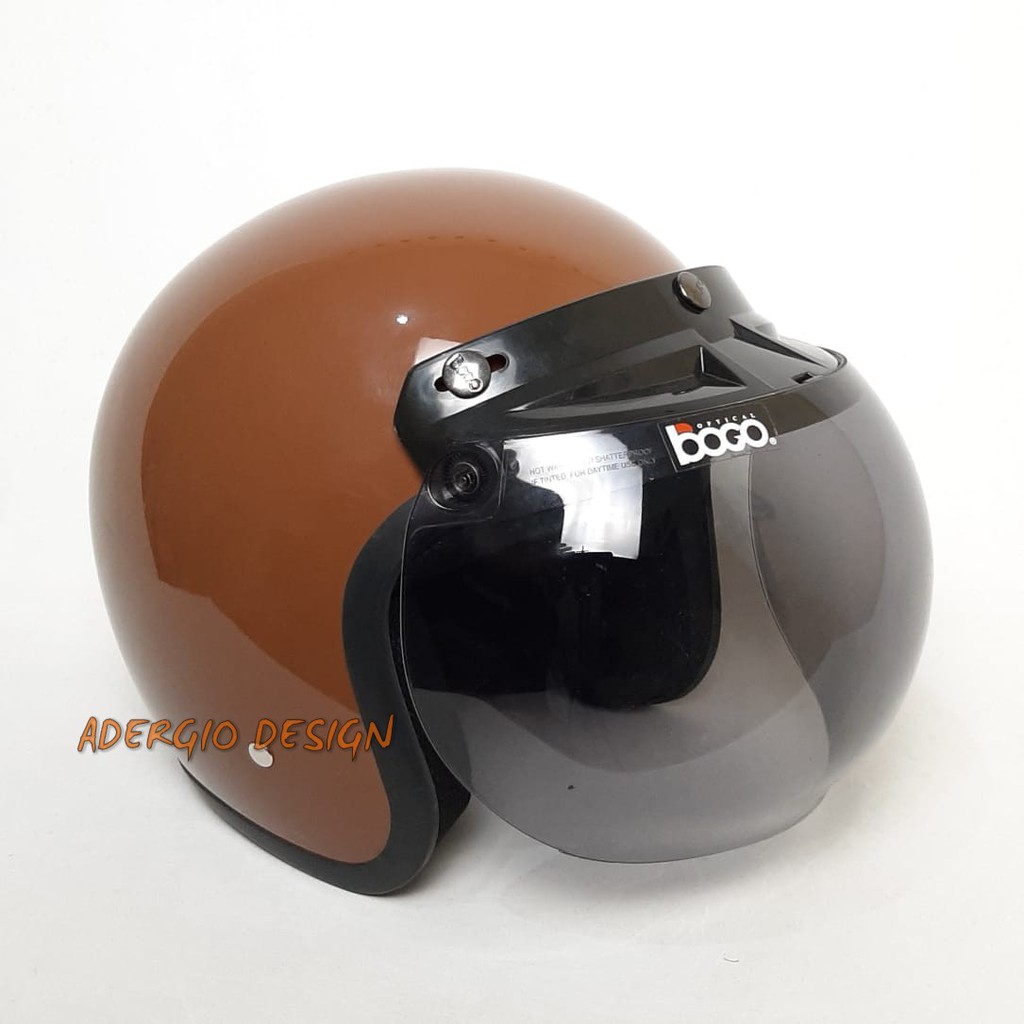 Helm Bogo Retro JMC Coklat Glossy SNI Bogo Original