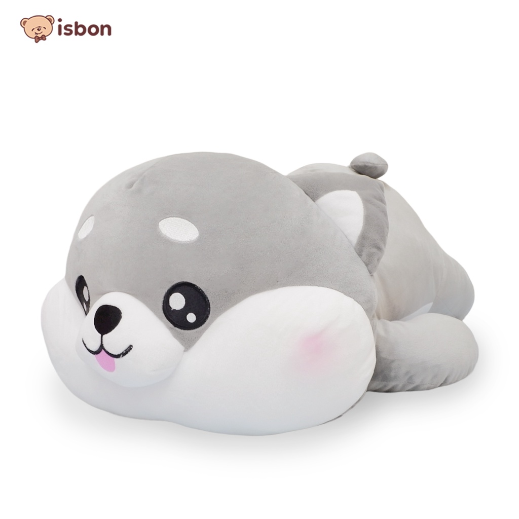 ISTANA BONEKA Anjing siberian Husky ly srigala squishy Abu Abu Cocok Untuk bantal Guling Bahan Halus dan Lembut By ISTANA BONEKA