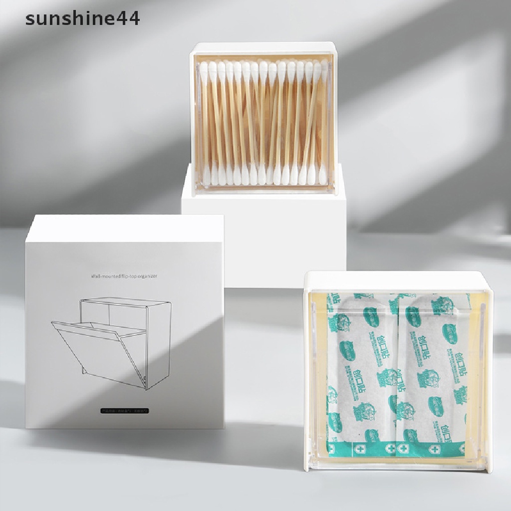 Sunshine Kotak Organizer Kapas Kosmetik / Makeup Gantung Dinding Bahan Plastik