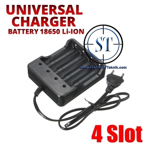 Charger Battery 4 Slot Batere Baterai Batrai Senter Police 18650 14500 SWAT Plus Kabel Fast Charging Li-On