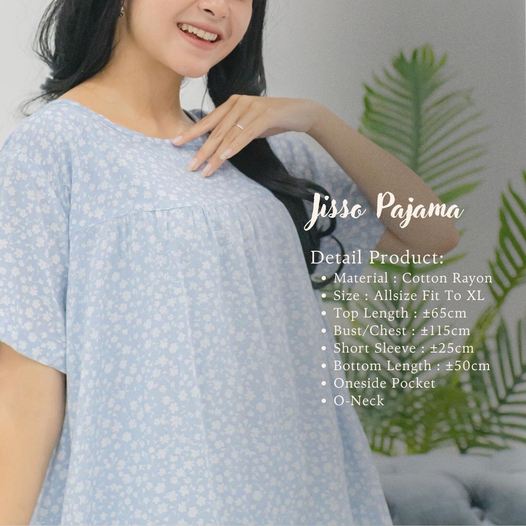 JISSO Setelan Piyama Rayon Premium by Ademin.Co  | Setelan Celana Pendek Wanita Babydoll