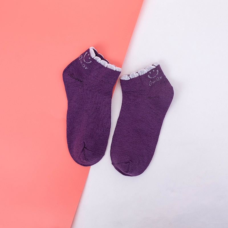 MURMURE.ID | KAOS KAKI WANITA UNISEX RENDA SOCK IMPORT KUALITAS PREMIUM MOTIF MIKI SMILE CS035 CS036-GLBG UNGU