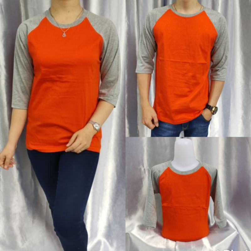 kaos polos raglan OREN-ABUMISTY lengan 3/4 uk M L XL XXL 20 22 S