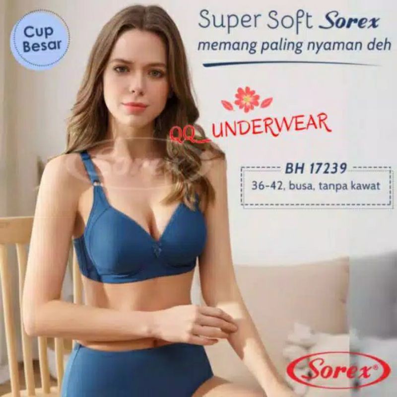Bra Sorex 17239 Tanpa Kawat Super Soft Cup Besar Kait 3/BH Wanita