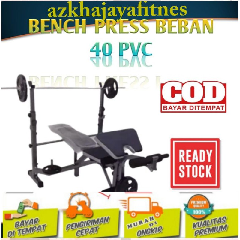 ALAT FITNESS BENCH PRESS 1 SET PLUS STICK BEBEN 40 KG