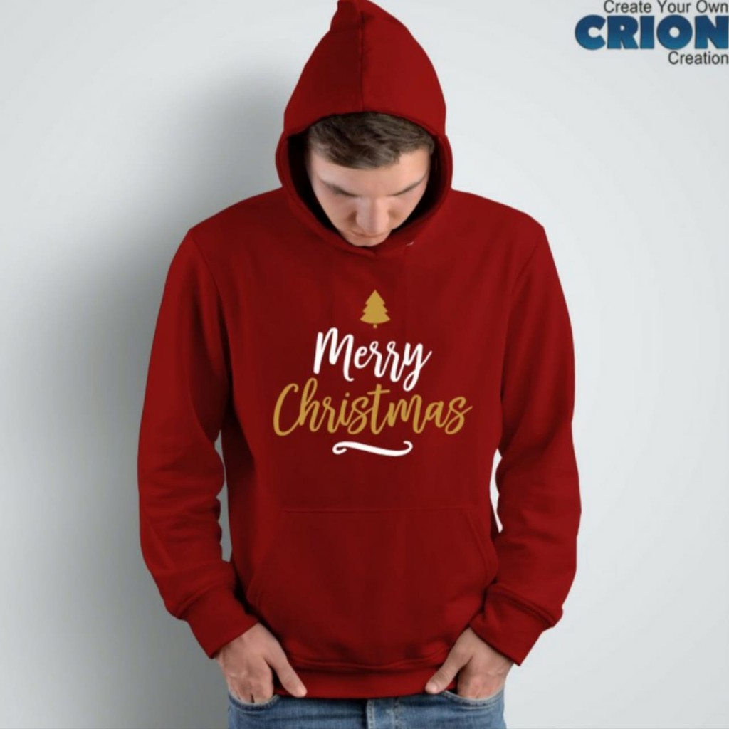 jaket hoodie rohani merry christmas pohon natal
