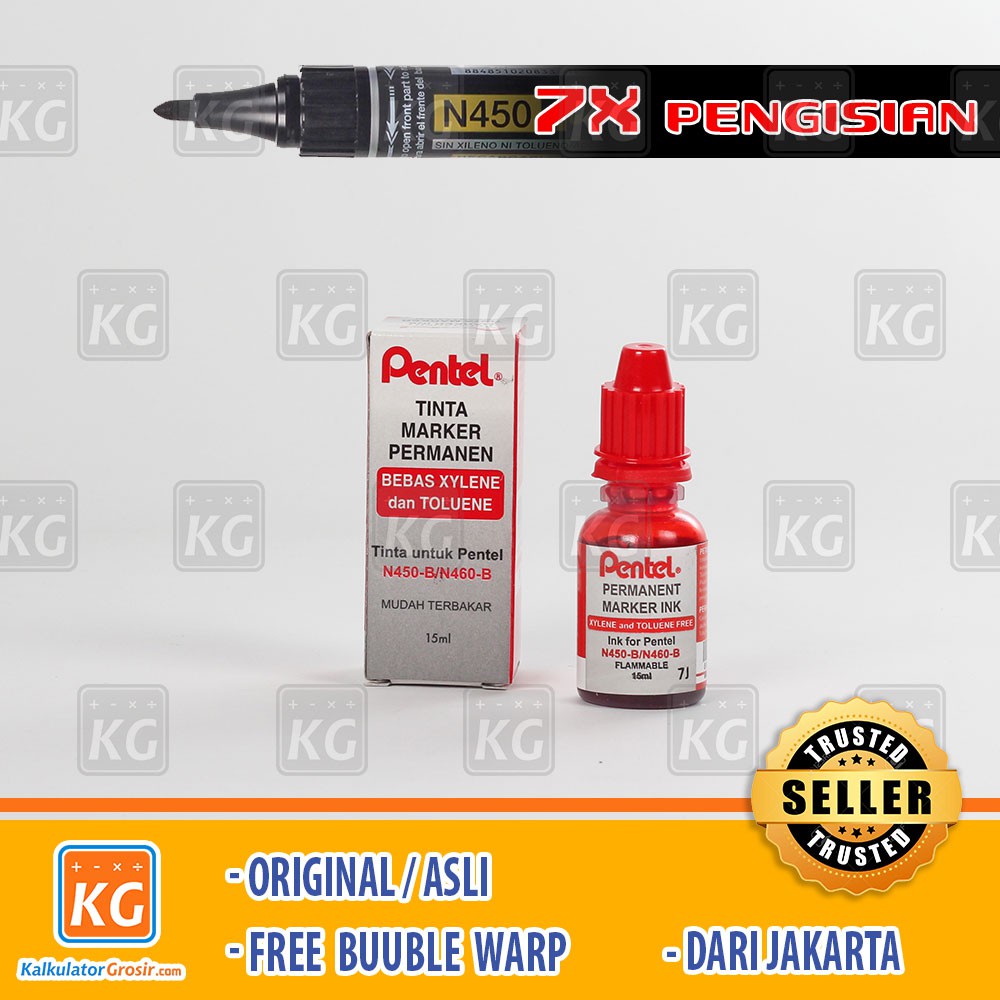 Isi Ulang Tinta Spidol Permanen / Tinta Permanent Marker Ink Pentel N450 Asli Jepang Refill Spidol