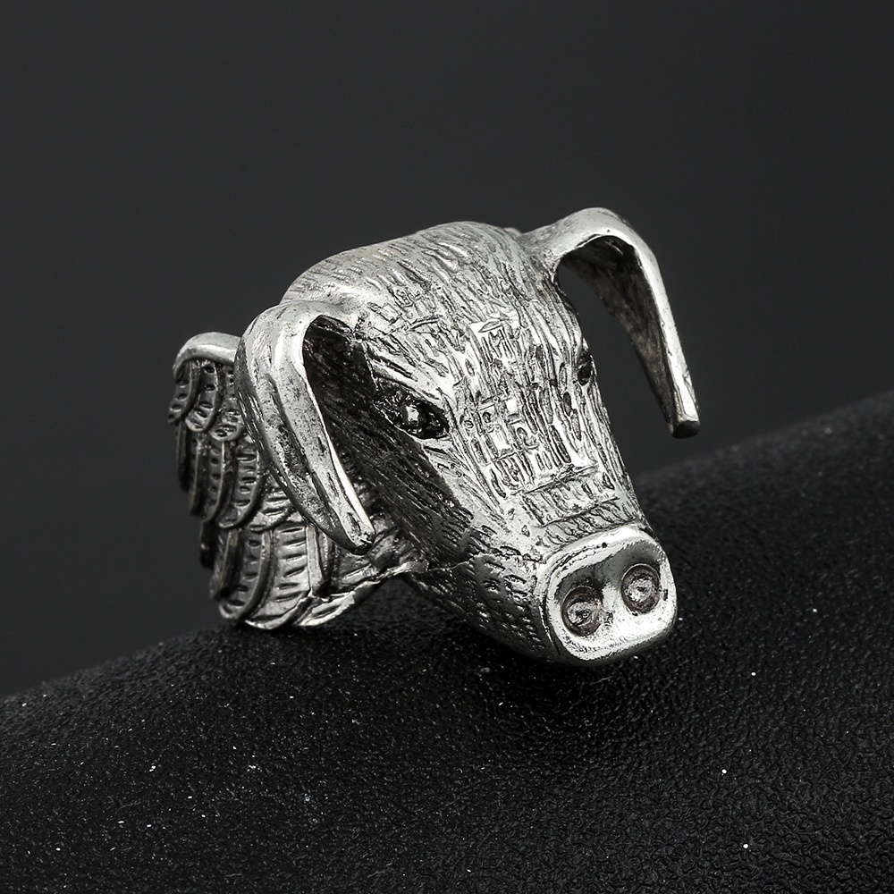 Cincin Desain Tengkorak Gaya Vintage Punk Untuk Pria