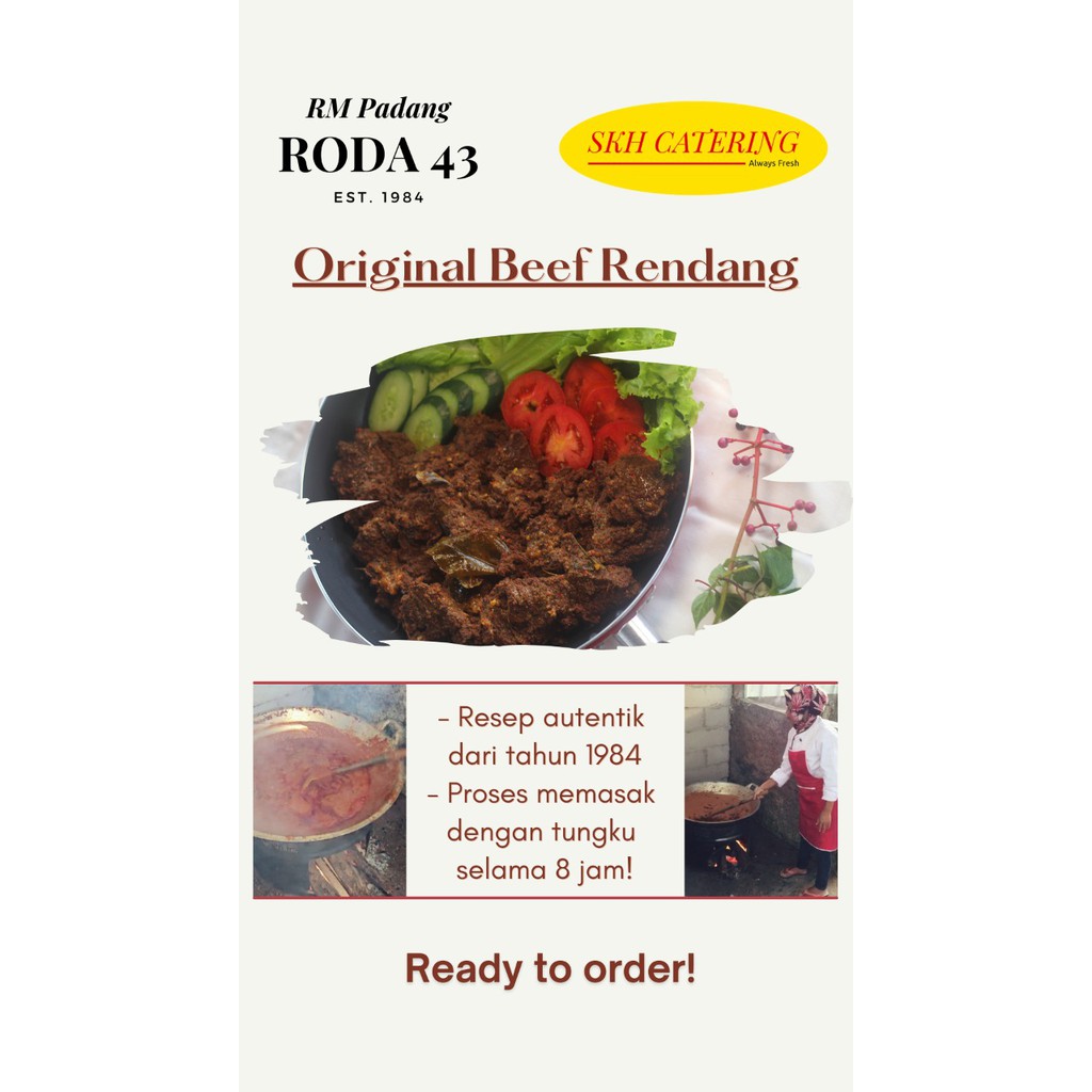 

RENDANG RM PADANG RODA 43 resep asli dari tahun 1984, dimasak selama 8 jam dengan tungku