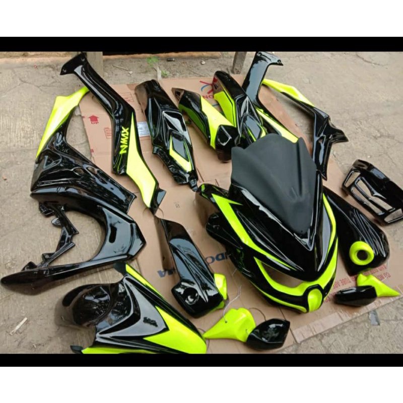 fullset bodycostum Nmax predator hitam lis stabilo