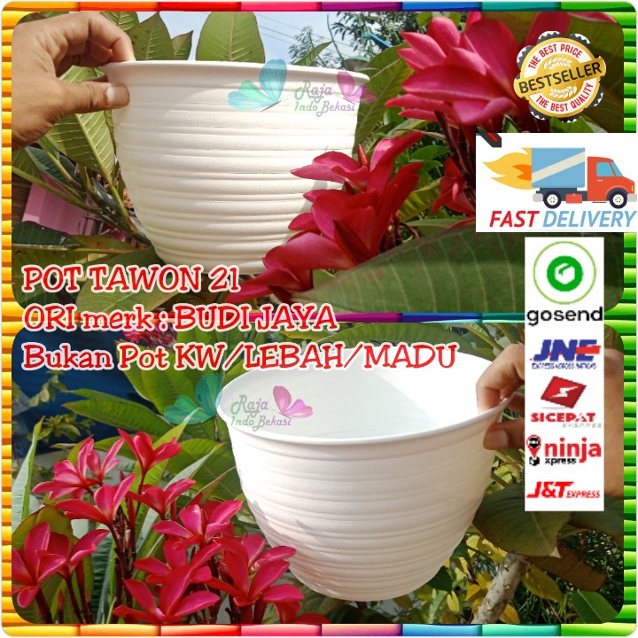  POT  TAWON  21 CM PUTIH POT  MADU 25 POT  PLASTIK BUNGA 