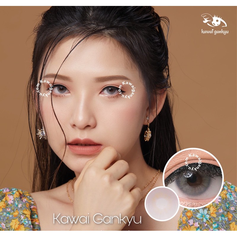 KawaiGankyu Softlens - Kitty kawaii navy gray (1botol)