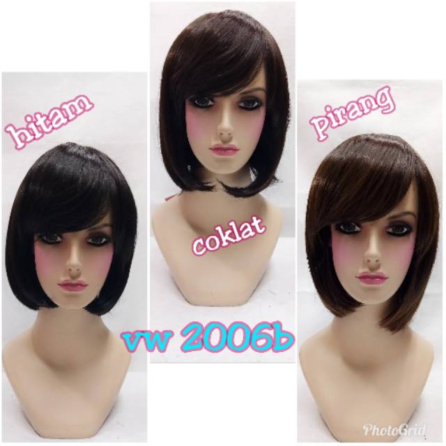 WIG / RAMBUT PALSU WANITA BOB VW2006B (bisa CUCI CATOK) HAIRCLIP HUMAN HAIR KOREAN LURUS BELAH