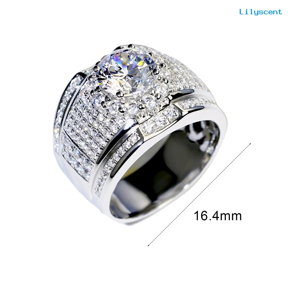 Cincin Jari Lapis Silver Aksen Berlian Imitasi Untuk Pria