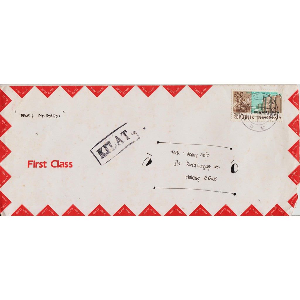 

Perangko Filateli A3-30 Indonesia Cover 1982 From Jakarta To Malang