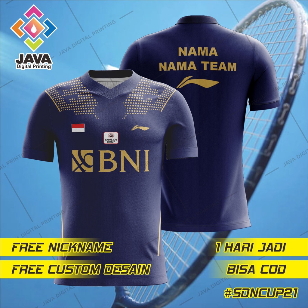 Jual BAJU KAOS JERSEY BADMINTON PIALA SUDIRMAN CUP 2021 BIRU FREE