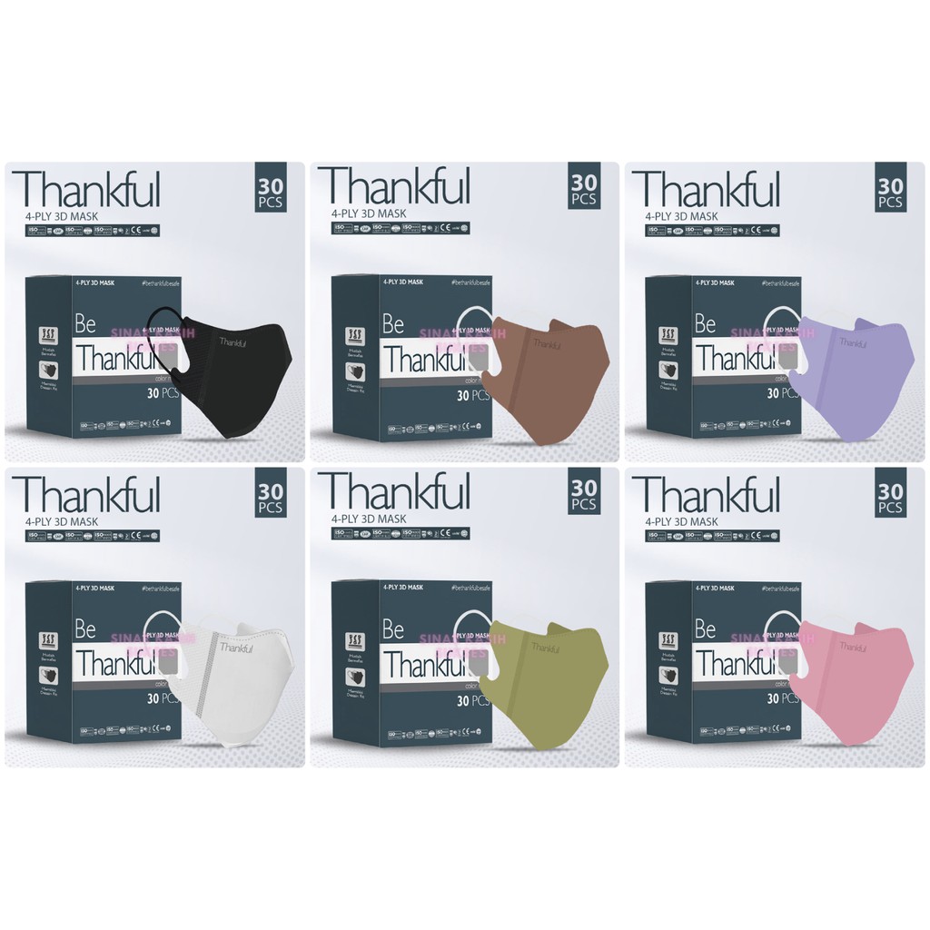 Masker Thankful 4ply 3D isi 30