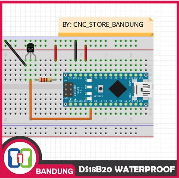 DS18B20 WATERPROOF TEMPERATURE SUHU SENSOR PROBE ARDUINO UNO