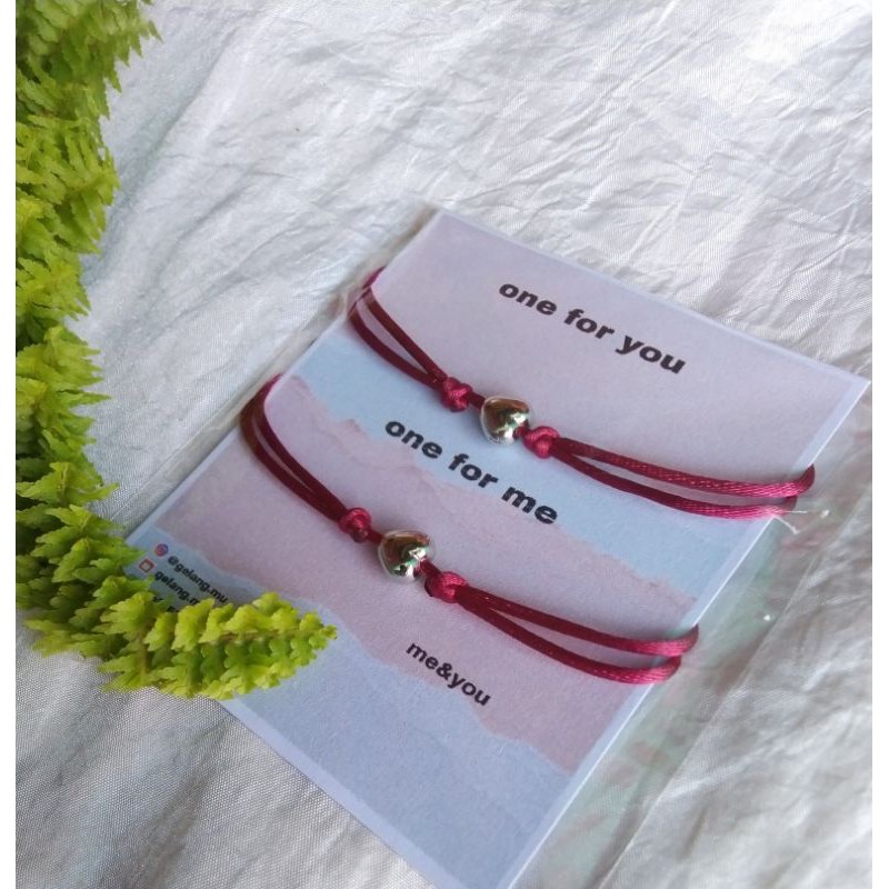 Gelang couple love silver tali satin cina (DAPAT 2 GELANG)