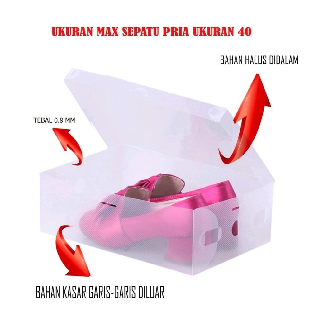 KS98 - Kotak Sepatu Transparan Tempat Penyimpanan Sepatu Sandal Shoebox Murah Import