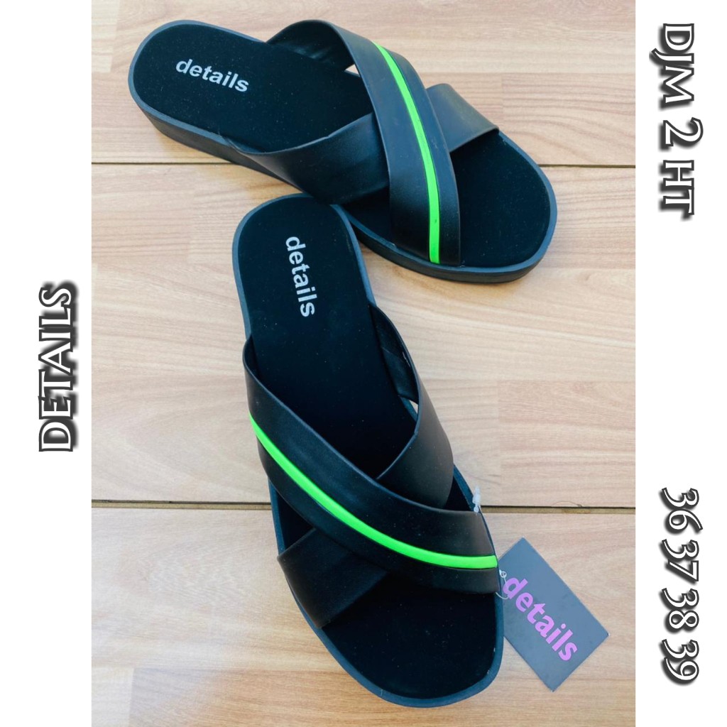 sandal slop silang list hijau