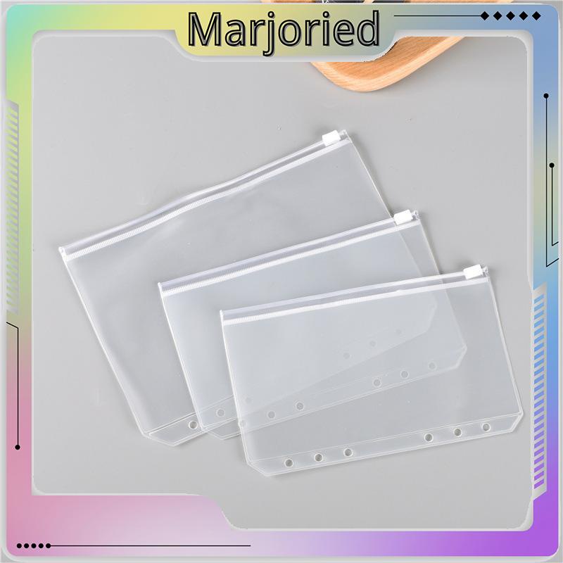 A5/A6 Tas Ritsleting Notebook Daun Longgar 6 Lubang Template Pemotongan Kantong Penyimpanan Tagihan-MJD