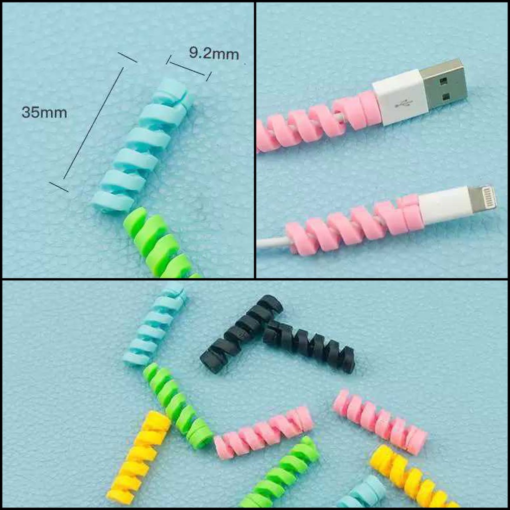 Cable Protector Spiral / Pelindung Kabel Charger / Lightning Saver iPhone Mac / Penutup ujung Kabel