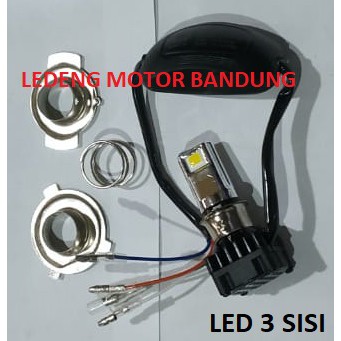 Vinyx Led Mata 3 Sisi Lampu Depan Motor 12v 4 Kabel Bisa Strobo Kedip