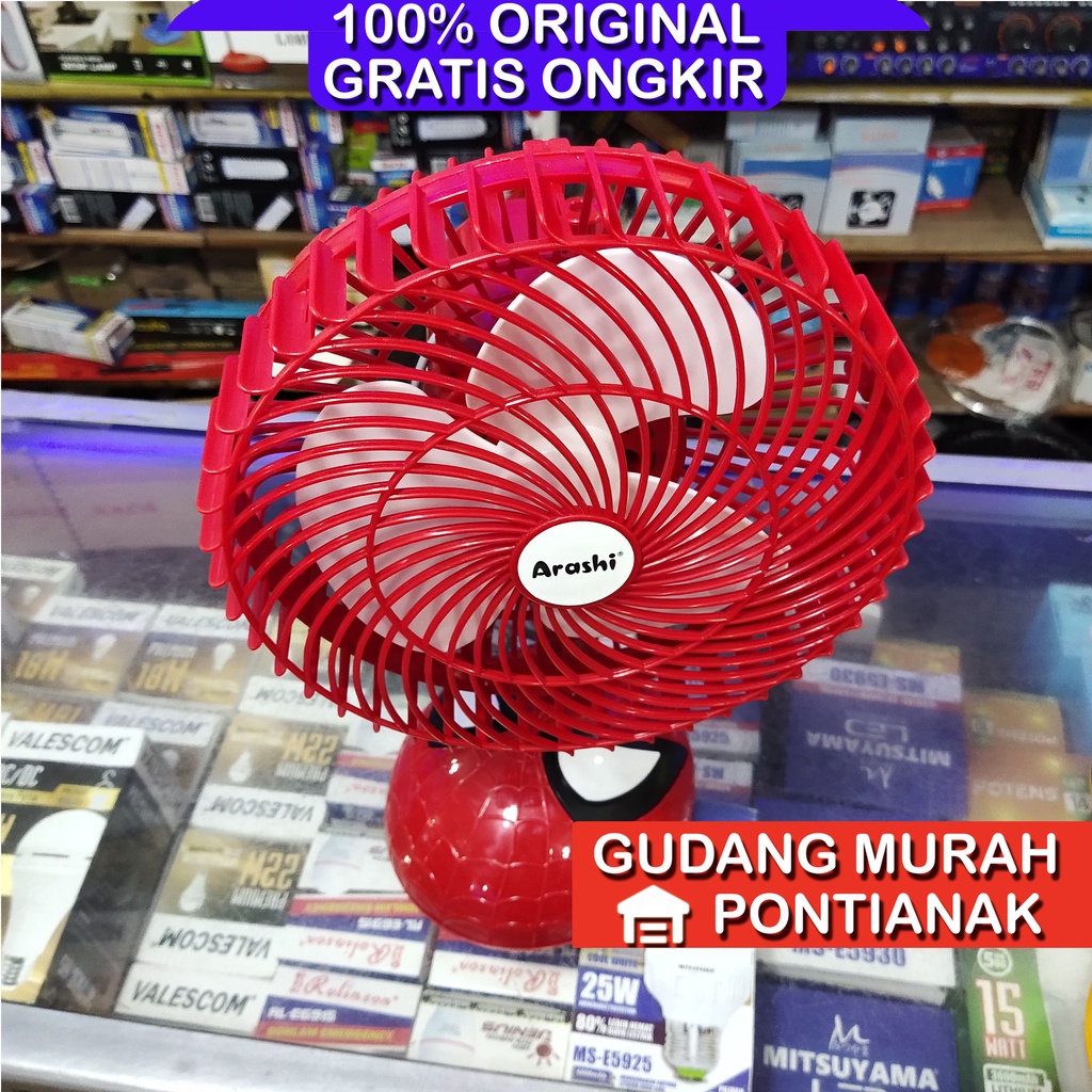 Kipas angin karakter Spiderman / Desk fan Spiderman merah Swing Bisa MENOLEH ARASHI