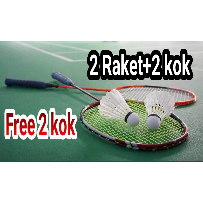 RAKET BADMINTON / RAKET BADMINTON FREE KOK 2 PCS / RAKET MURAH DISKON KOK 2 PCS / RAKET MURAH