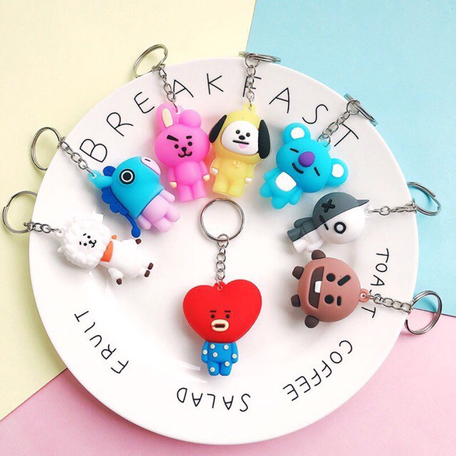 Cartoon KPOP BTS BT21 Keychain Popular Pendant Small Gift Mini Figure BTS Doll keyring