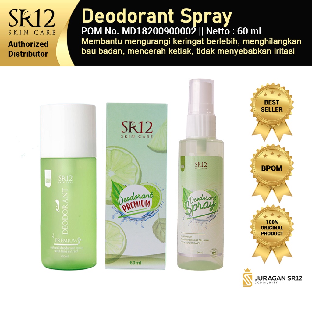 Deodoran SR12 Deodorant Spray Penghilang Bau Ketiak Pemutih Ketiak dan Selangkangan Ampuh Penghilang Bau Badan Deodorant BPOM