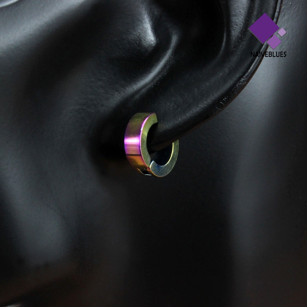 2pcs Anting Hoop Bahan Stainless Steel Gaya Punk Untuk Unisex