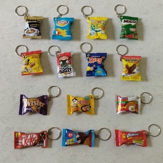 Ganci miniatur snack Gantungan kunci unik lucu