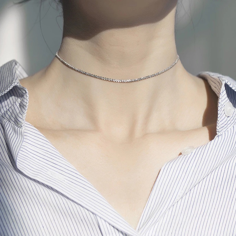 2022 Kalung Choker Rantai Kristal Warna Silver Untuk Wanita