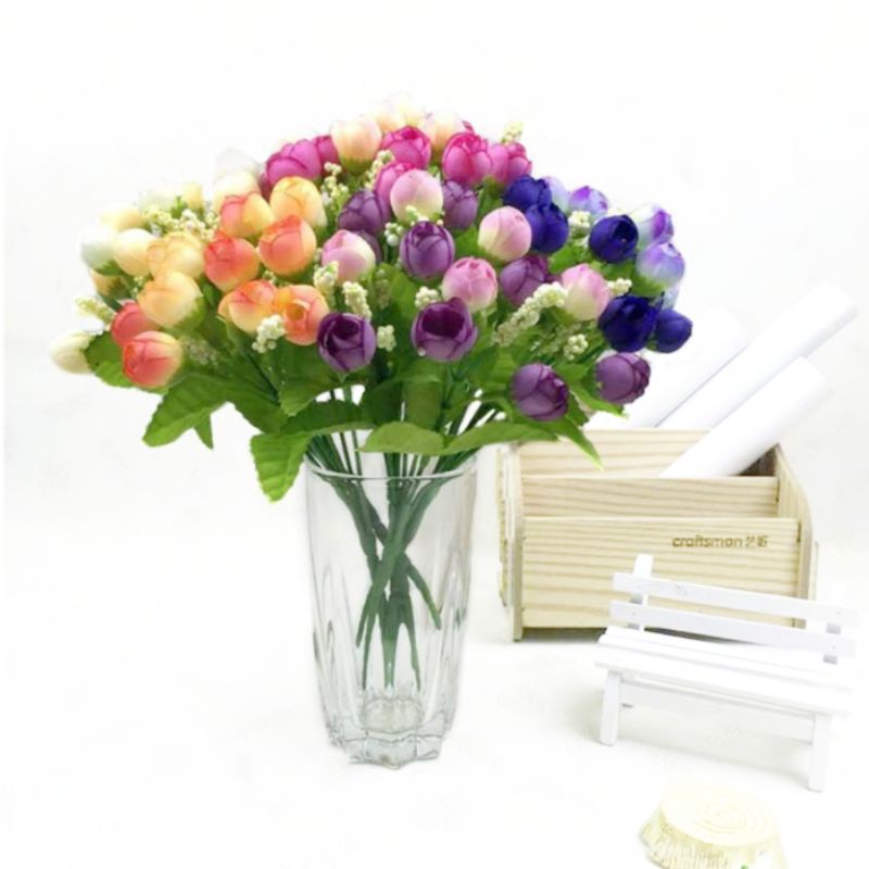 Bunga Buket Tangan Mawar Kuncup Kecil Artifisial Tulip Bouquet Rose Flower -AF09A