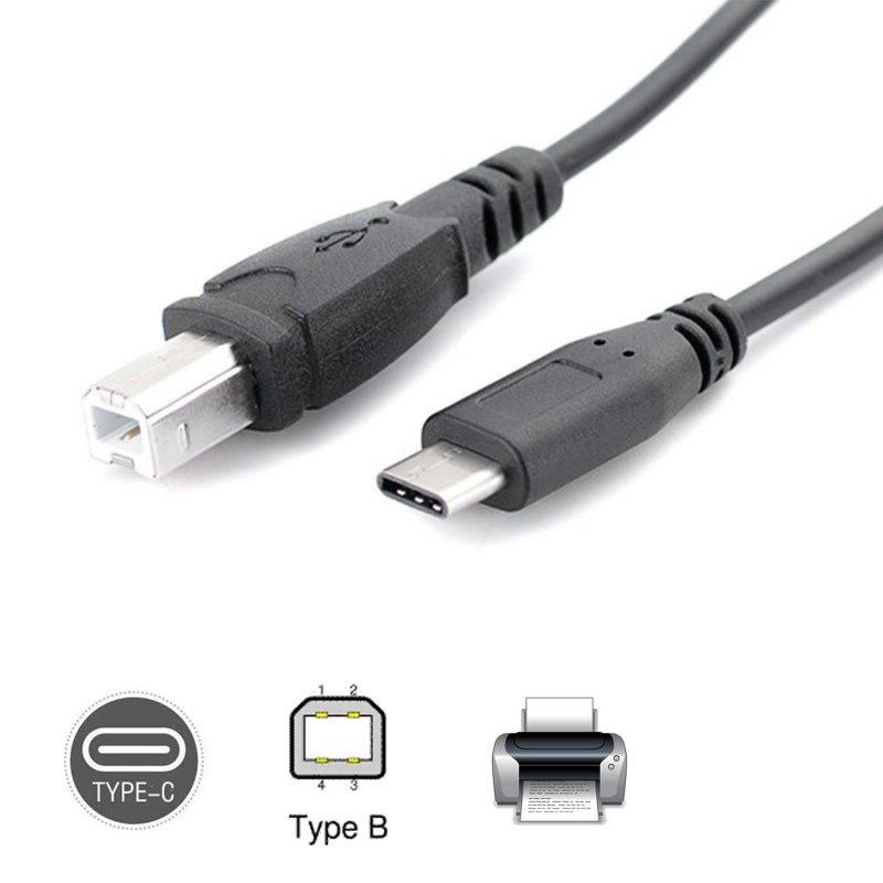 Kabel Printer btsg USB B to USB C 2.0 Kabel Printer USB C to USB B Kabel USB C Untuk Printer Hp