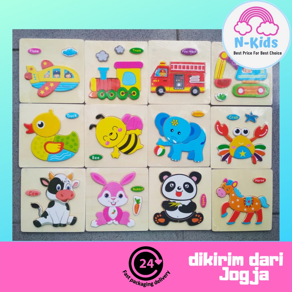 PUZZLE KAYU / PUZZLE ANAK / MAINAN EDUKASI BAYI / PUZZLE HEWAN PUZZLE