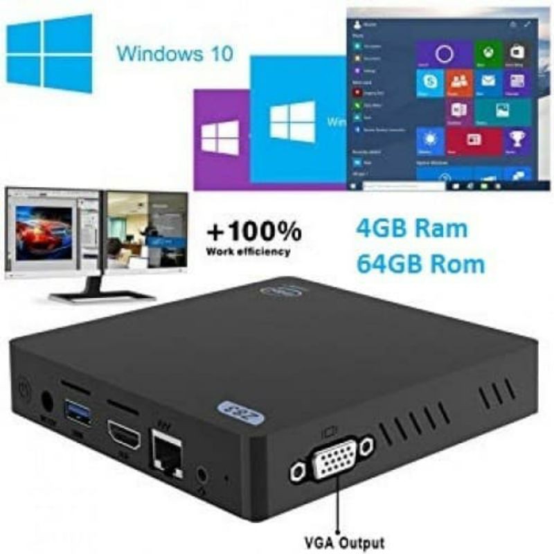 Mini PC Z83V 4/64GB VGA + HDMI Intel X5 Quadcore Z8350 Windows 10 WIFI