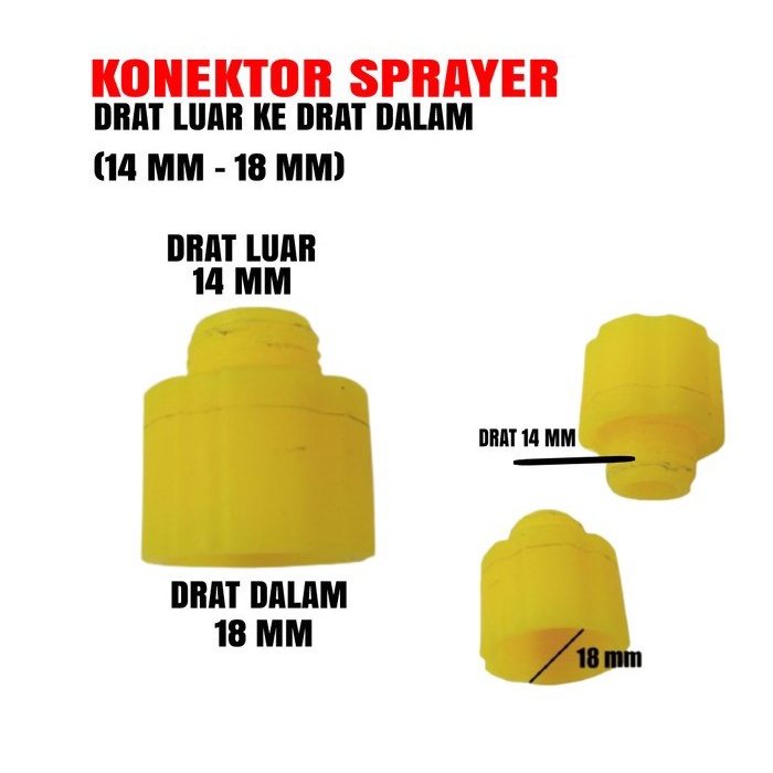 Soket Konektor 18 mm (Drat Dalam) Ke 14 mm (Drat Luar)