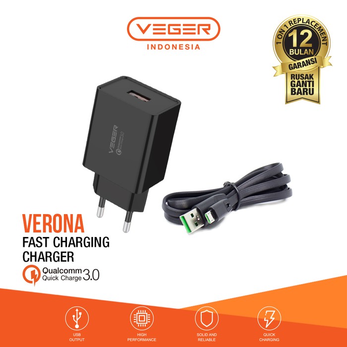 Travel Charger Cas VEGER VERONA FAST CHARGING QUALCOMM QC 3.0A