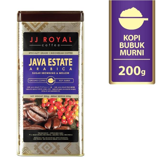 

Jj Royal Coffee Java Estate Arabica Ground (Kopi Bubuk) 200Gr Tin