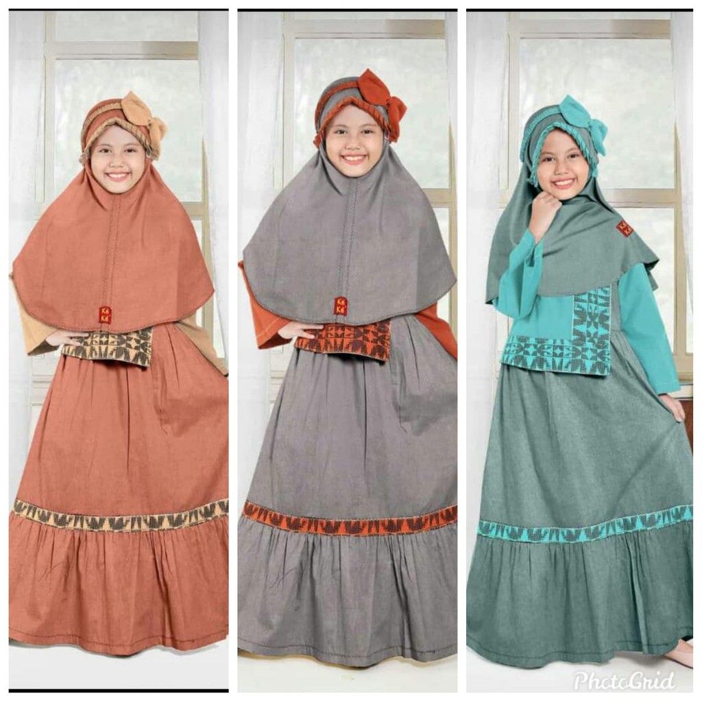 Gamis Anak KeKe Katun SR 181908 SALEM OREN BATA  TOSKA  