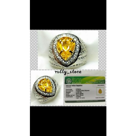Top HQ Vivid Yellow Sapphire Ring Perak Pesanan/HM