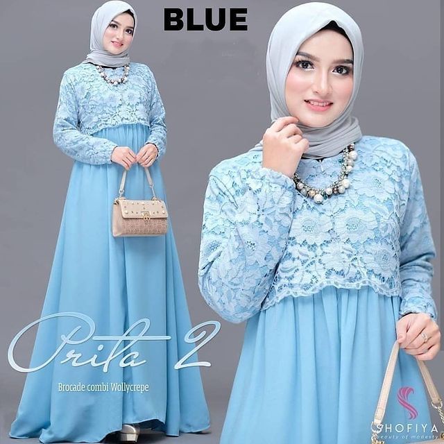 (PROMO)SET SYAR'I BRUKAT PRITA MEW MAROON 4 WARNA LAINNYA SETELAH HAJI UMROH GAMIS SYARI BRUKAT.-BLUE