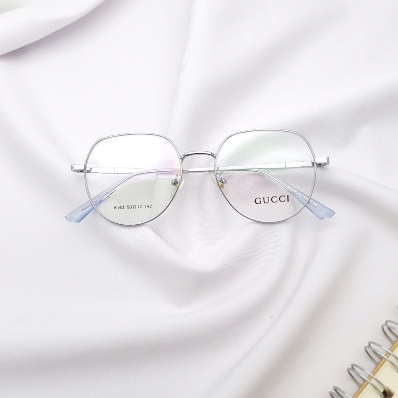 Kacamata minus besi bulat oval vintage 8163 fashion cewek