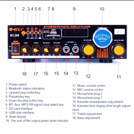 DORRAS Amplifier Karaoke 1000watt Dorras Ds-299 Stereo Audio/Amplifier Bluetooth/Amplifier Wireless/Amplifier
